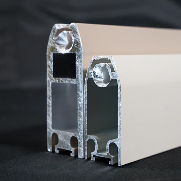 Cutaway profiles of SunPro heavy-duty aluminum screen bottom bars